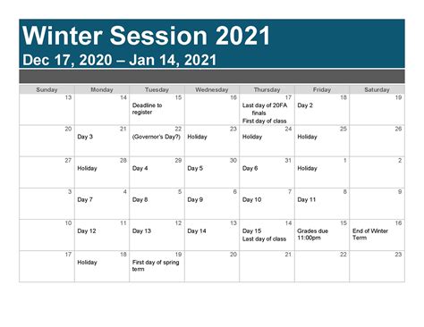 Nsu Calendar Winter 2022